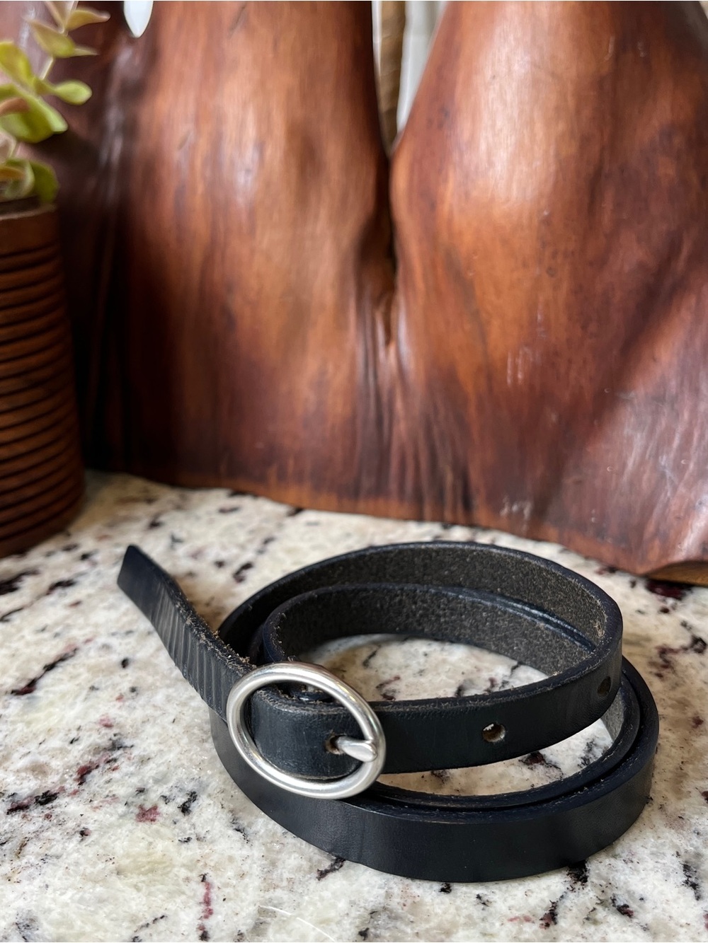 Vintage Banana Republic Skinny Belt with Silver Ring Buckle